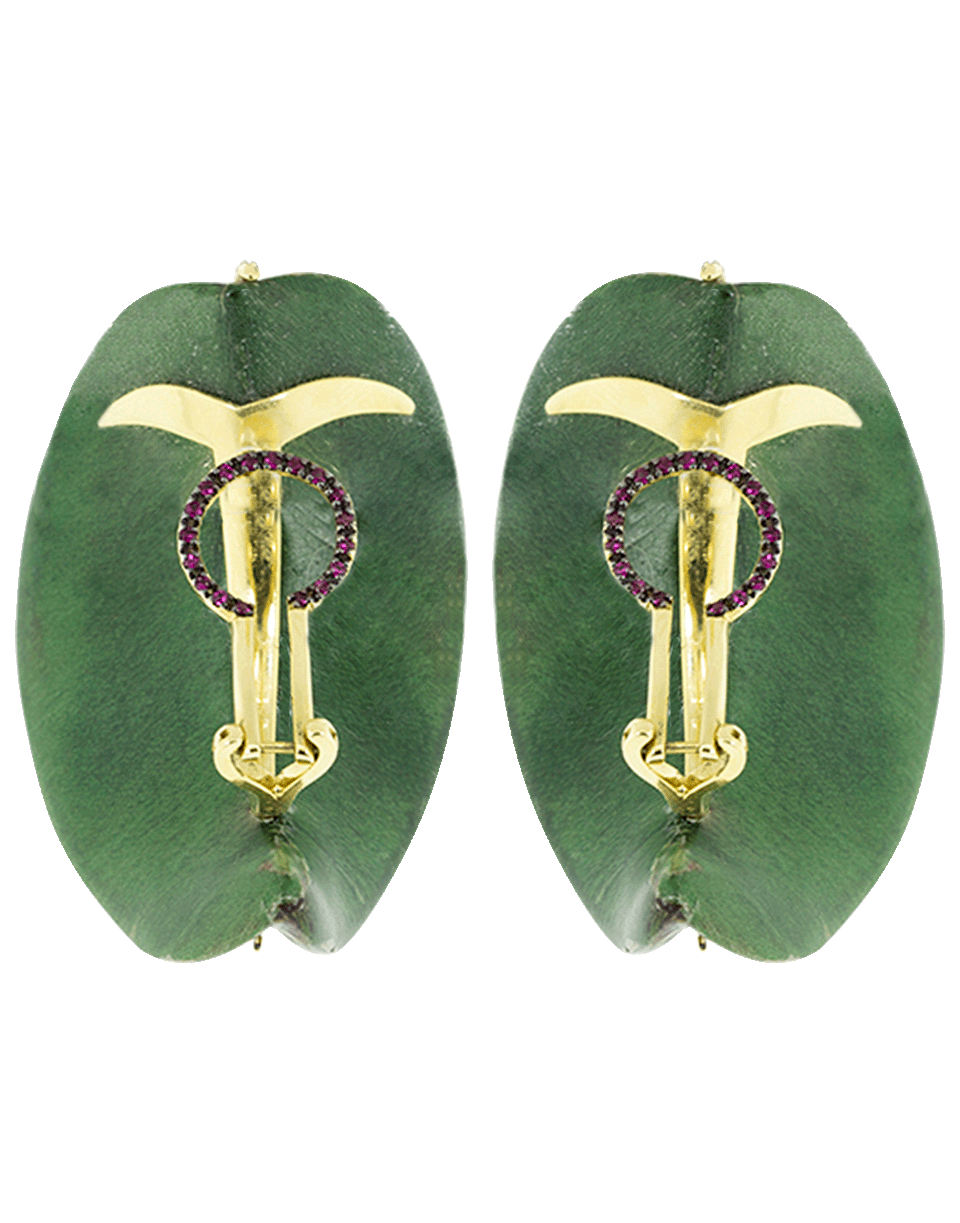 SILVIA FURMANOVICH-Sculptural Botanical Marquetry Leaf Earrings-YELLOW GOLD