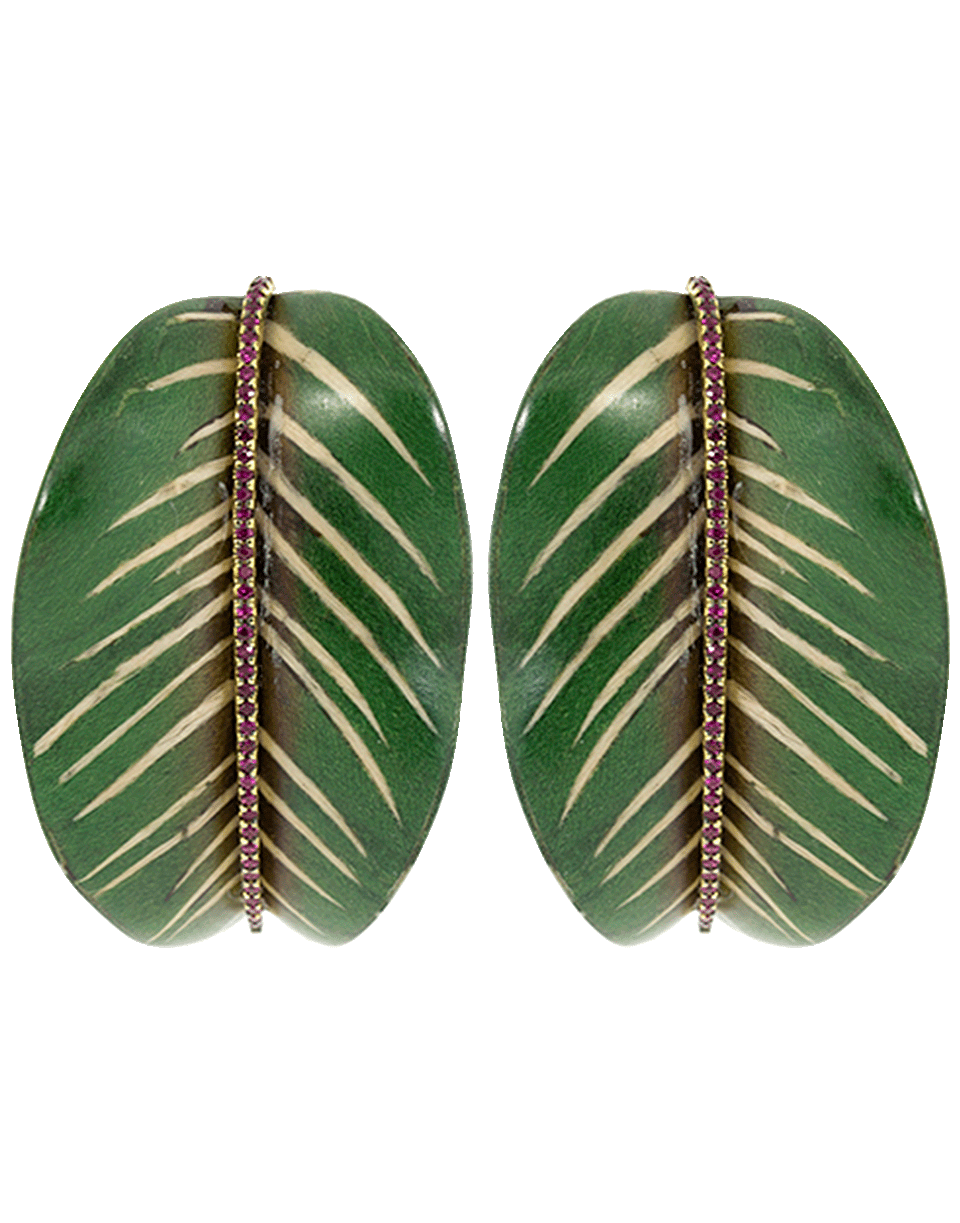 SILVIA FURMANOVICH-Sculptural Botanical Marquetry Leaf Earrings-YELLOW GOLD