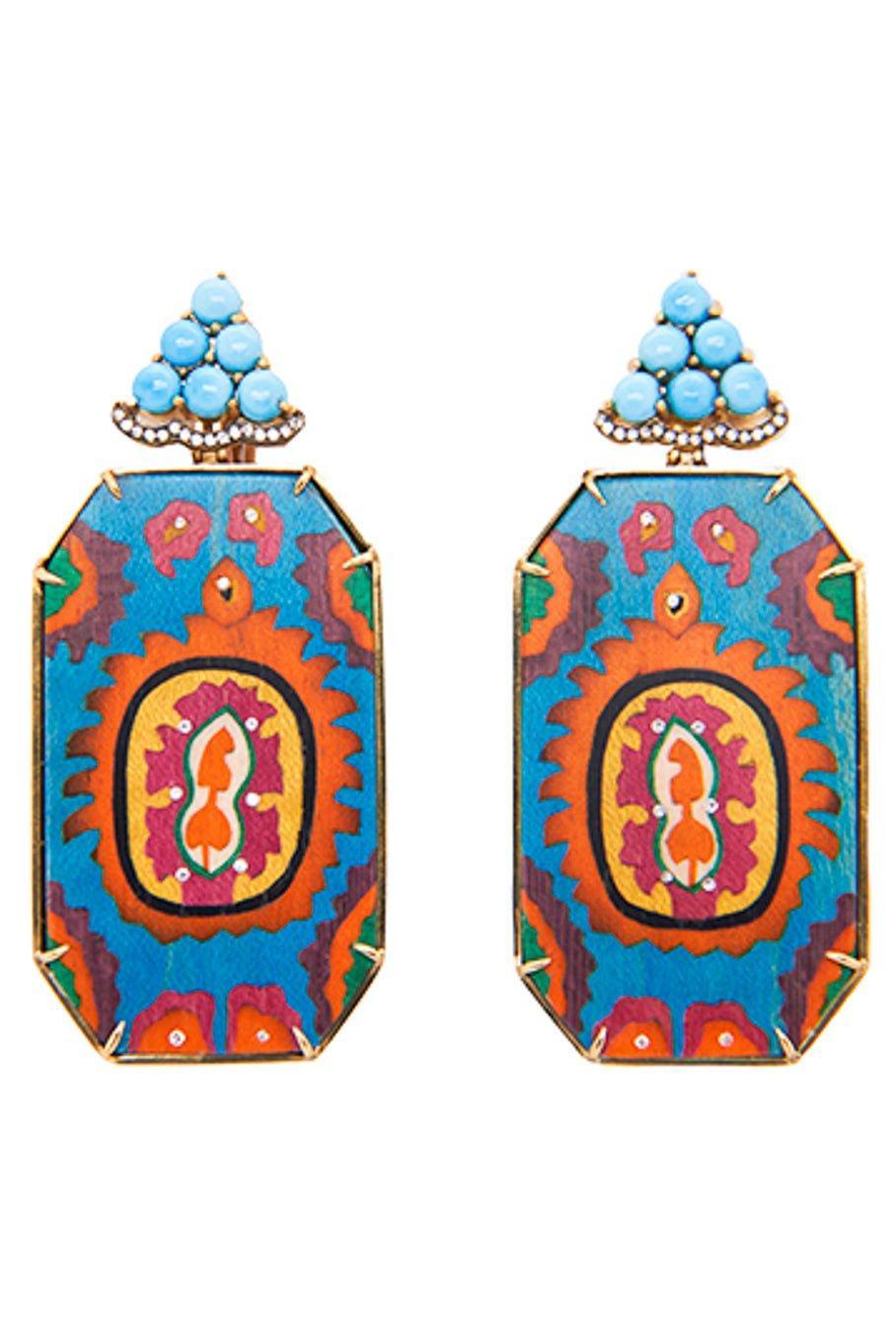SILVIA FURMANOVICH-Silk Road Marquetry Earrings-YELLOW GOLD