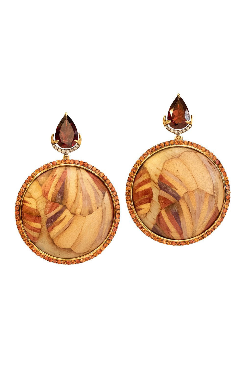 SILVIA FURMANOVICH-Orange Sapphire Marquetry Earrings-YELLOW GOLD
