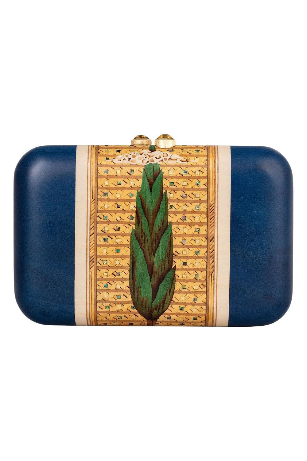 Abalone Pine Tree Print Marquetry Clutch