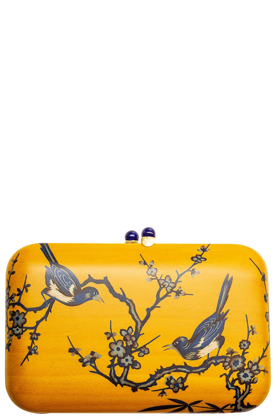 SILVIA FURMANOVICH-Blue Bird Marquetry Clutch-YELLOW GOLD