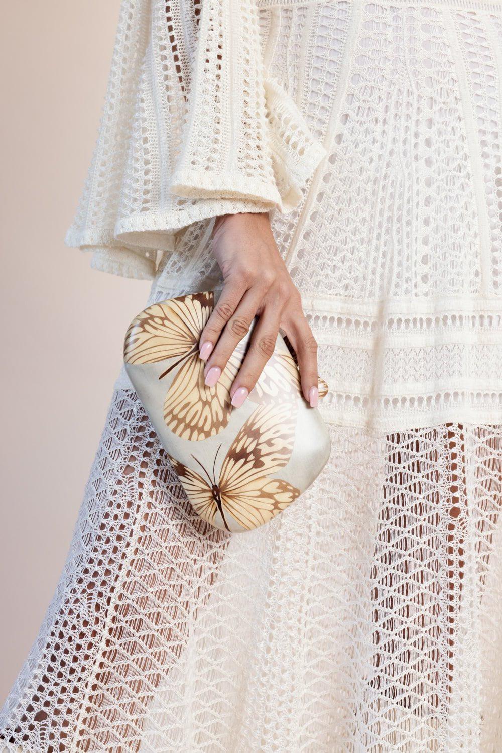 SILVIA FURMANOVICH-Butterfly Marquetry Clutch-YELLOW GOLD