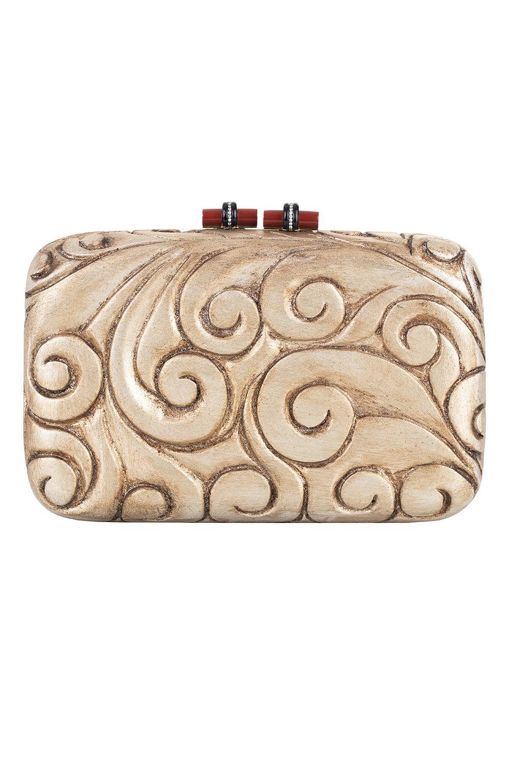 Diamond Wooden Ceramic Swirl Clutch-YELLOW GOLD-JEWELRYFINE JEWELMISC-SILVIA FURMANOVICH