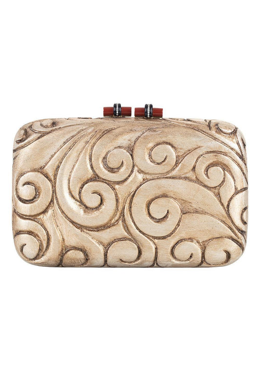 Diamond Wooden Ceramic Swirl Clutch-YELLOW GOLD-JEWELRYFINE JEWELMISC-SILVIA FURMANOVICH