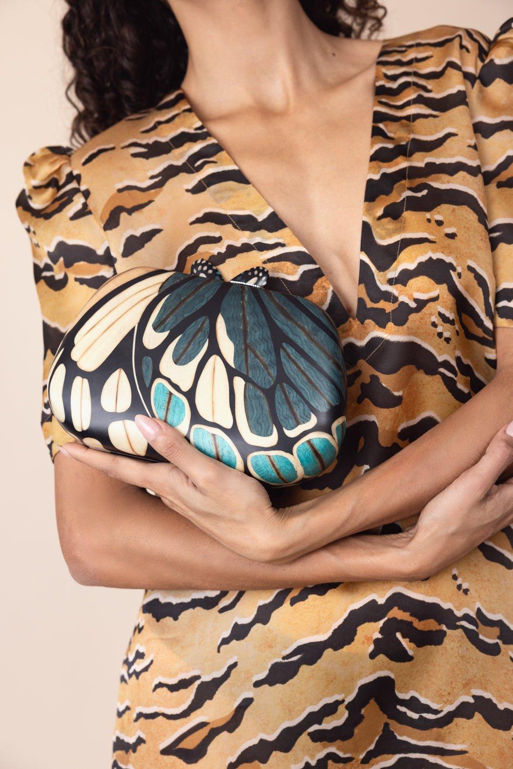 SILVIA FURMANOVICH-Marquetry Butterfly Clutch-YELLOW GOLD