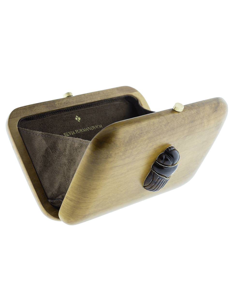 SILVIA FURMANOVICH-Marquetry Garibu Clutch-YELLOW GOLD