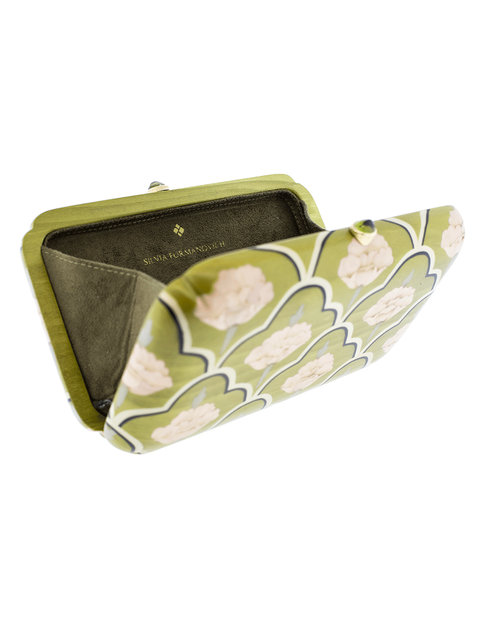 SILVIA FURMANOVICH-Marquetry India Green Clutch-YELLOW GOLD