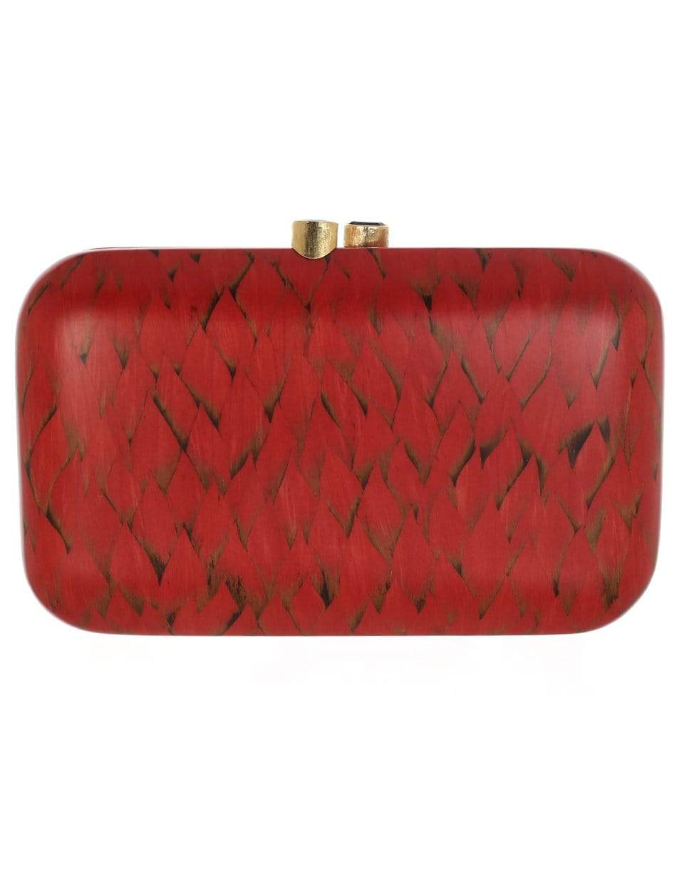 SILVIA FURMANOVICH-Marquetry Red Flame Scale Clutch-YELLOW GOLD