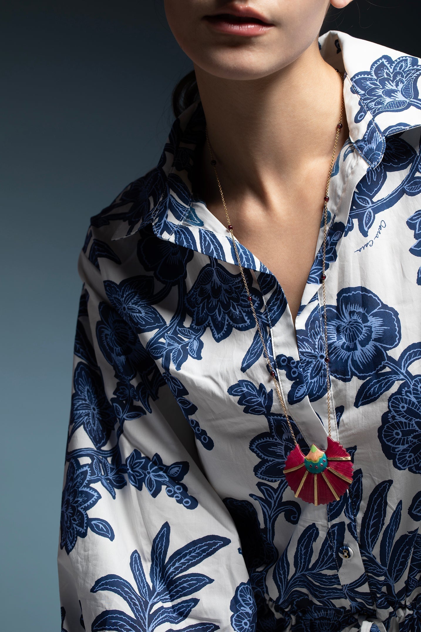 SILVIA FURMANOVICH-Garnet Silk Road Marquetry Necklace-YELLOW GOLD