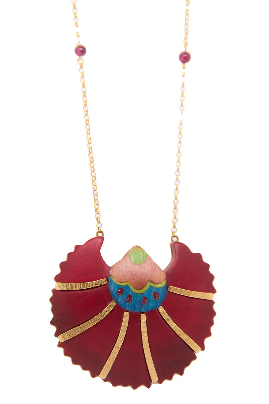 SILVIA FURMANOVICH-Garnet Silk Road Marquetry Necklace-YELLOW GOLD
