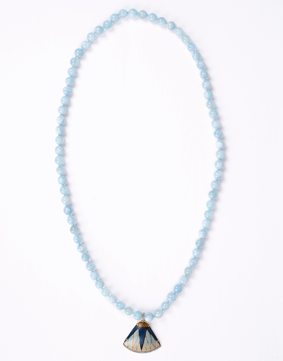 SILVIA FURMANOVICH-Marquerty Blue Leaf Pendant Bead Necklace-YELLOW GOLD