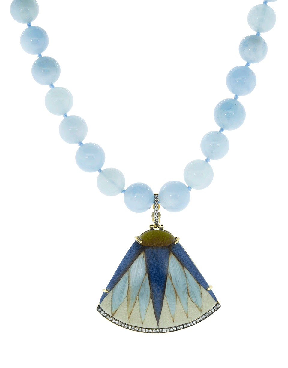 SILVIA FURMANOVICH-Marquerty Blue Leaf Pendant Bead Necklace-YELLOW GOLD