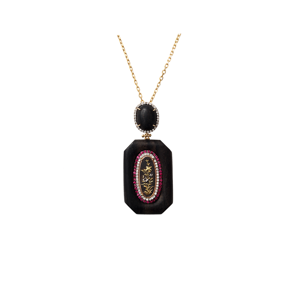 SILVIA FURMANOVICH-Ruby And Diamond Pendant Necklace-YELLOW GOLD
