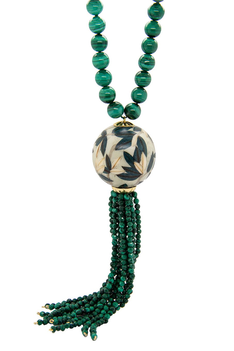 SILVIA FURMANOVICH-SF X Moye Marquetry Malachite Necklace-YELLOW GOLD