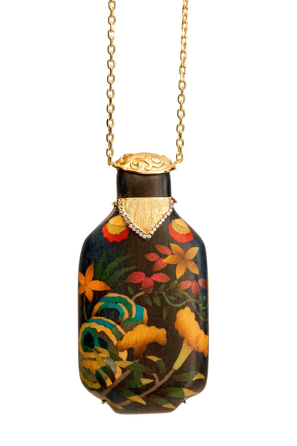 SILVIA FURMANOVICH-Marquetry Snuff Bottle Necklace-YELLOW GOLD