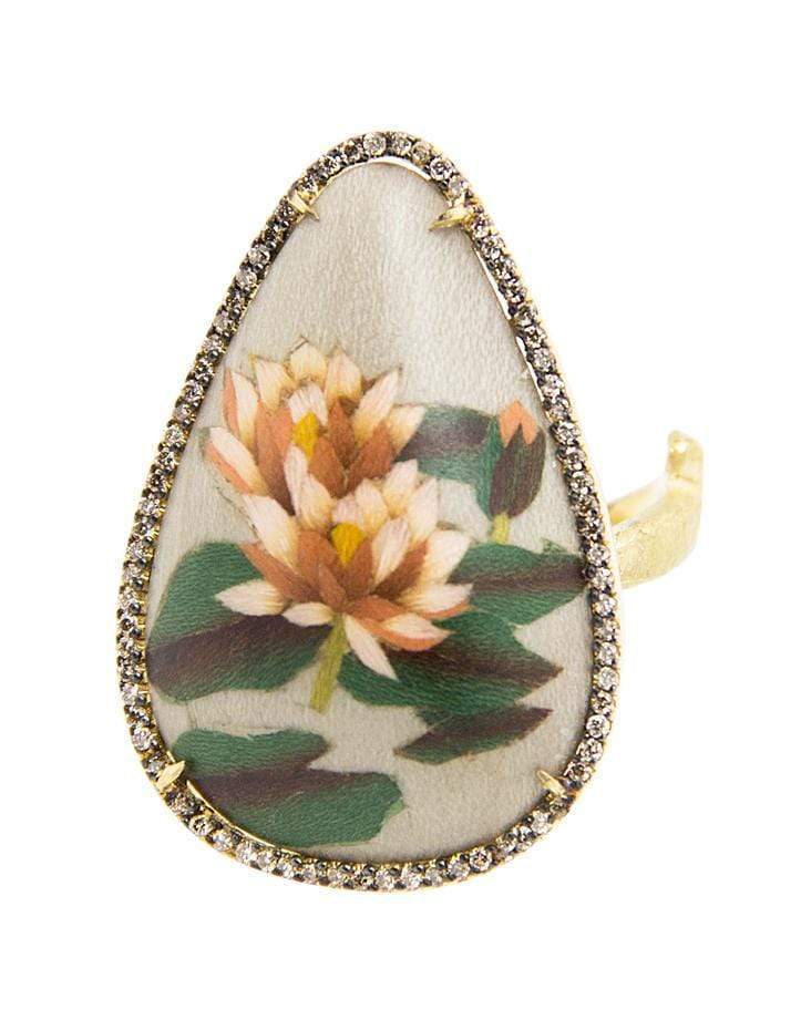 SILVIA FURMANOVICH-Marquetry Pink Lotus Ring-YELLOW GOLD