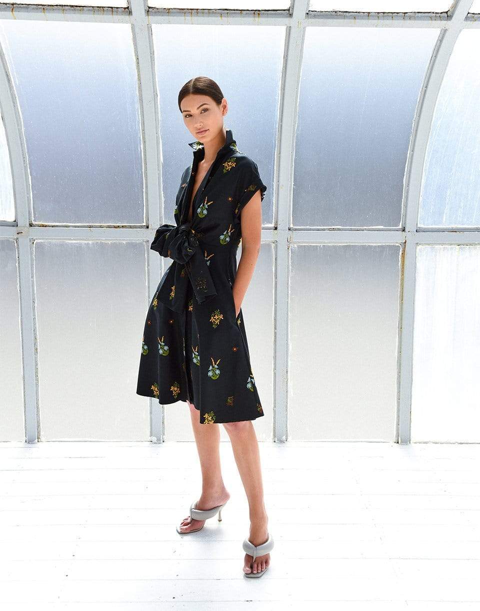 SILVIA TCHERASSI-Navy Tie Front Paloma Dress-