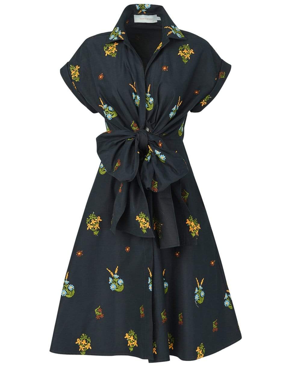 SILVIA TCHERASSI-Navy Tie Front Paloma Dress-