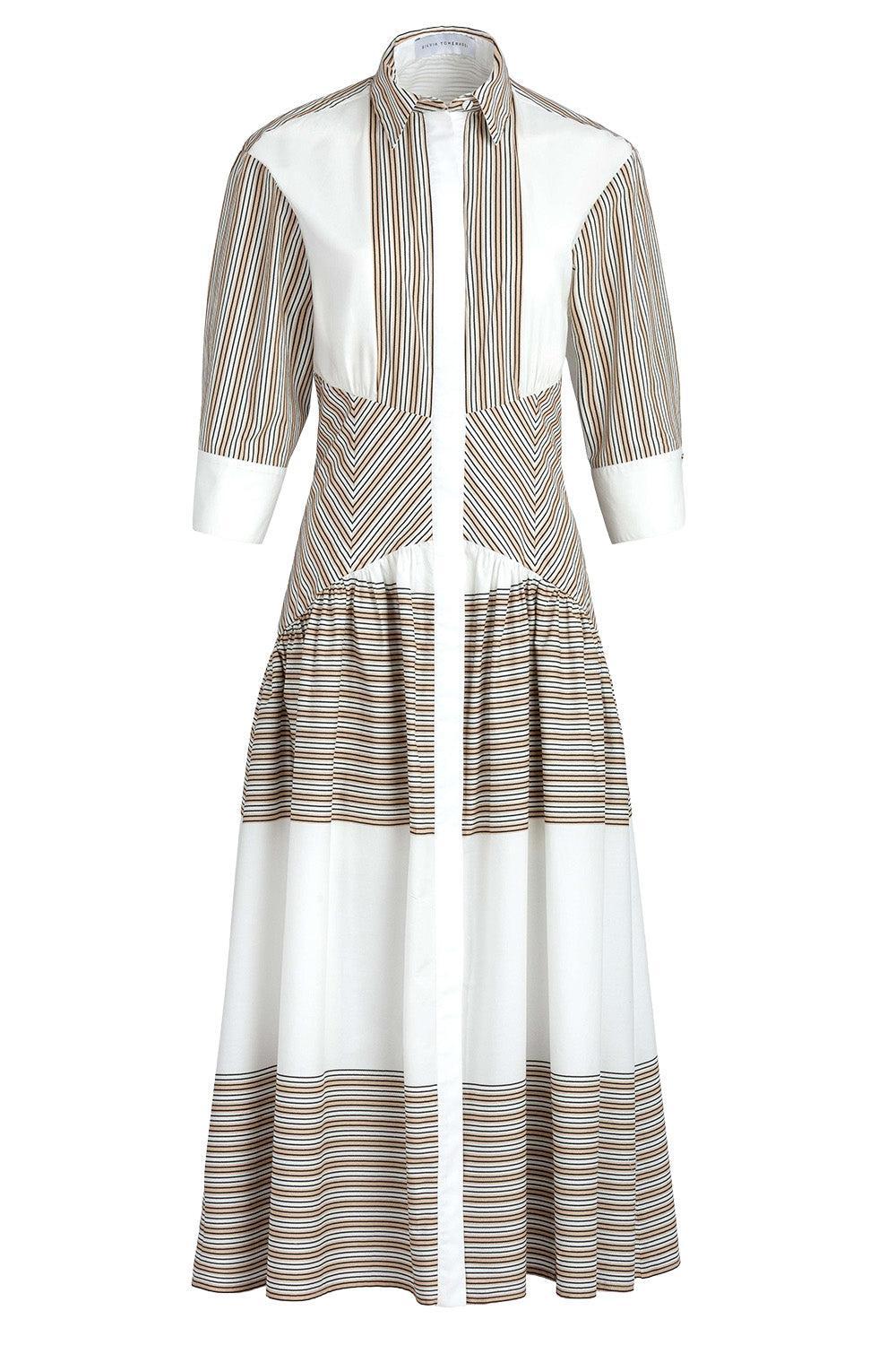Indy Dress - White Black Stripes-STRIPE-XS-CLOTHINGDRESSCASUAL-SILVIA TCHERASSI