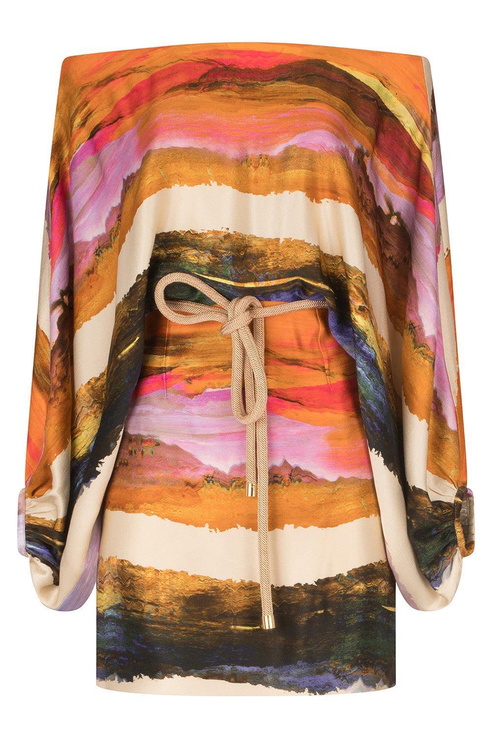 SILVIA TCHERASSI-Manon Dress - Orange Orchid Abstract Stripes-
