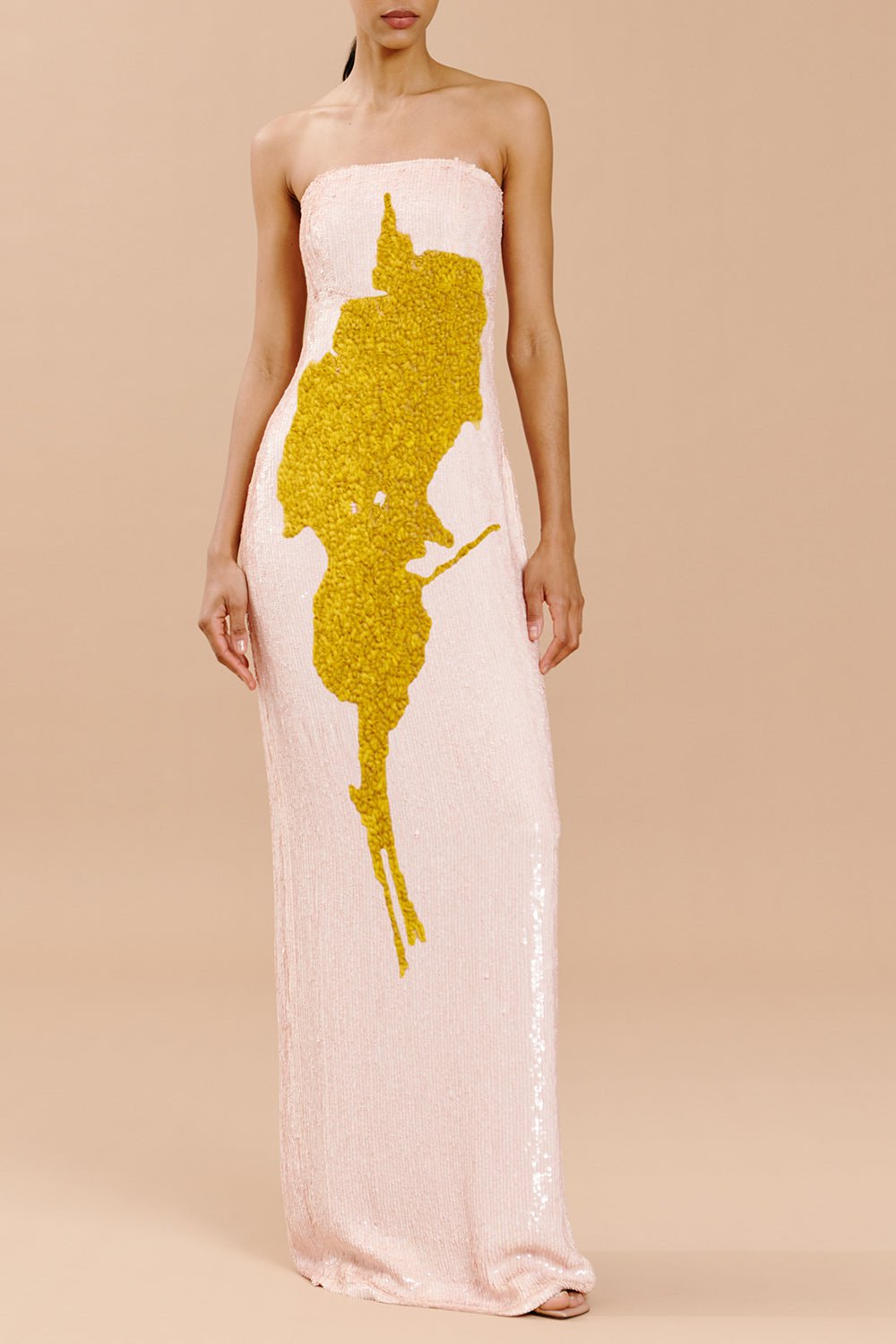 SILVIA TCHERASSI-Margaret Gown-YELLOW NUDE FLORAL