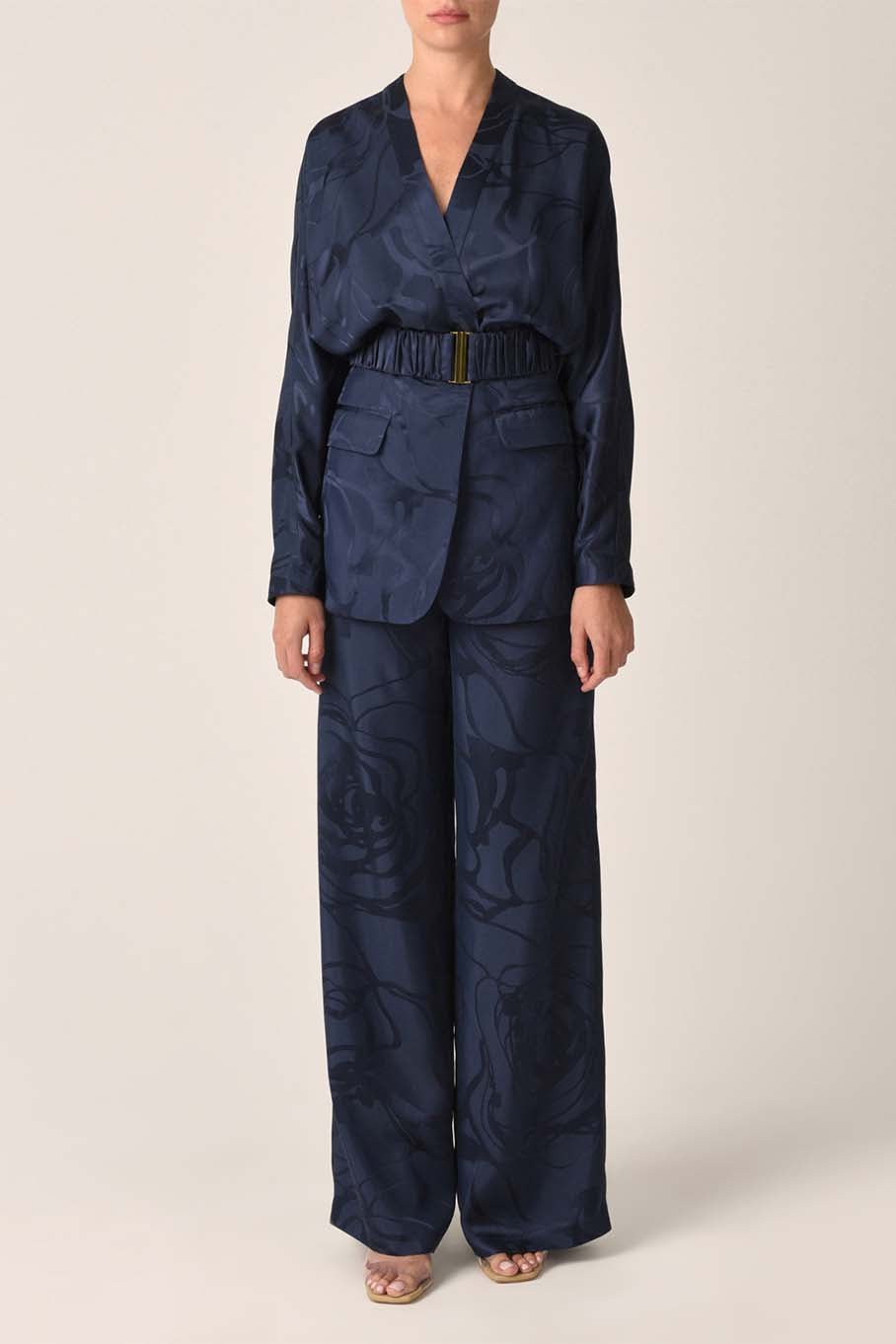 SILVIA TCHERASSI-Casey Pant - Navy Jacquard-
