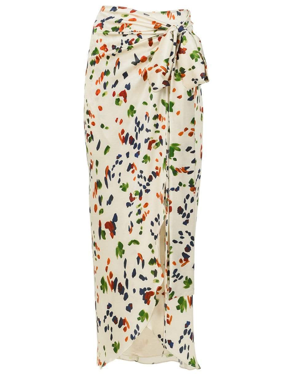 SILVIA TCHERASSI-Bonnan Watercolor Print Stretch-Silk Wrap Skirt-