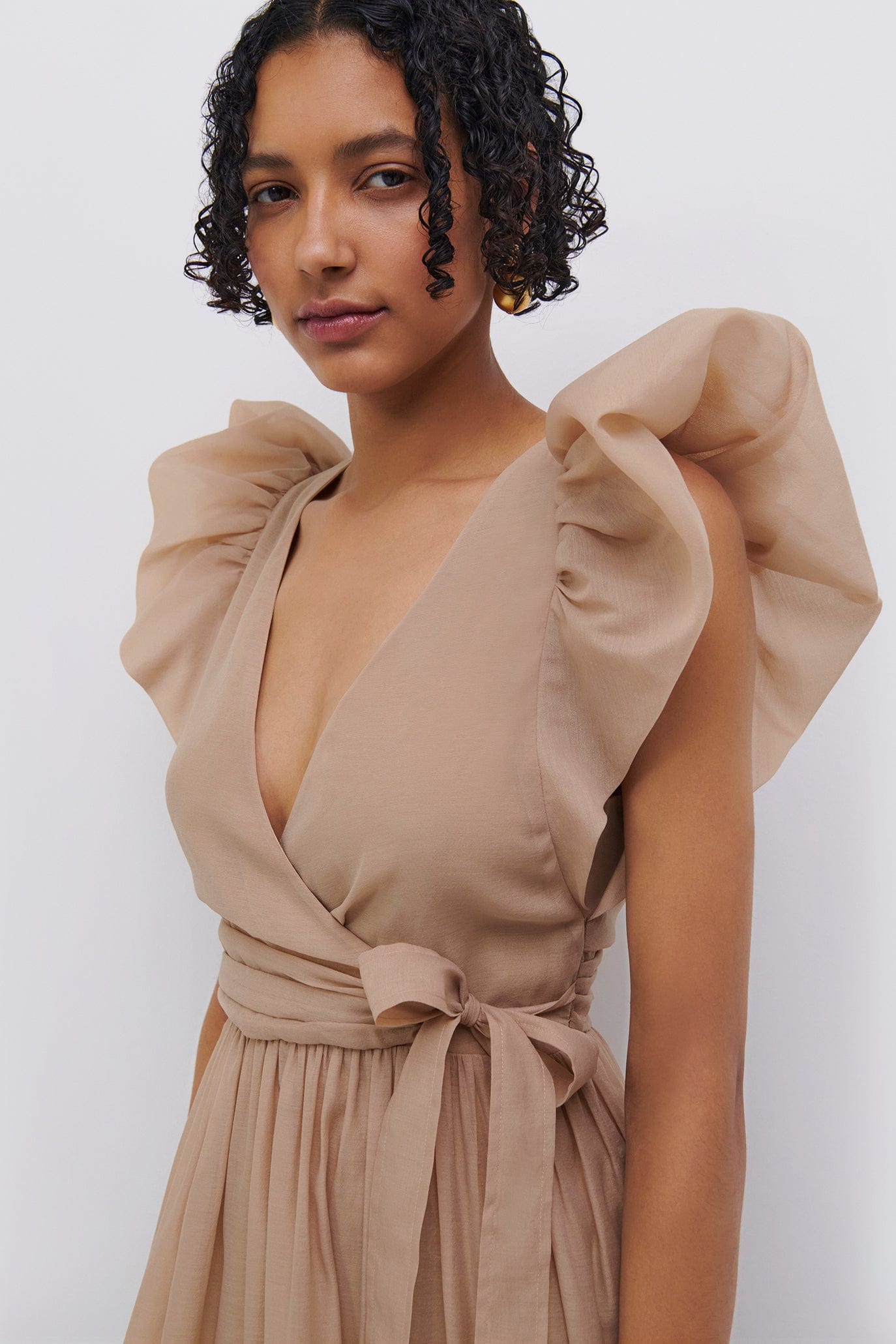 SIMKHAI-Banks Puff Sleeve Maxi Dress - Oat-