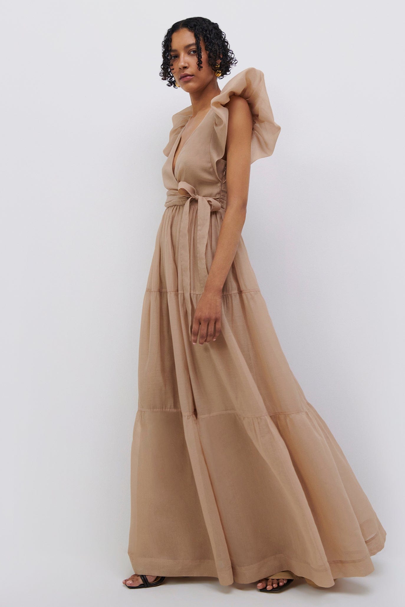 SIMKHAI-Banks Puff Sleeve Maxi Dress - Oat-