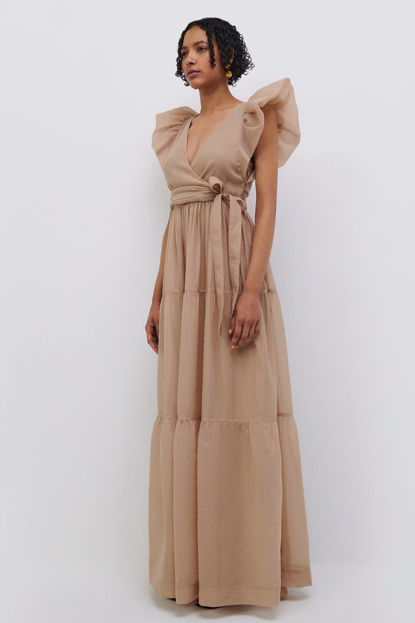 SIMKHAI-Banks Puff Sleeve Maxi Dress - Oat-