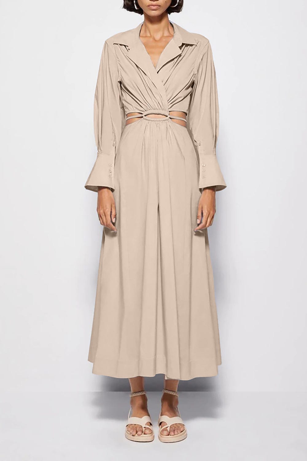 SIMKHAI-Alex Long Sleeve Shirt Dress-