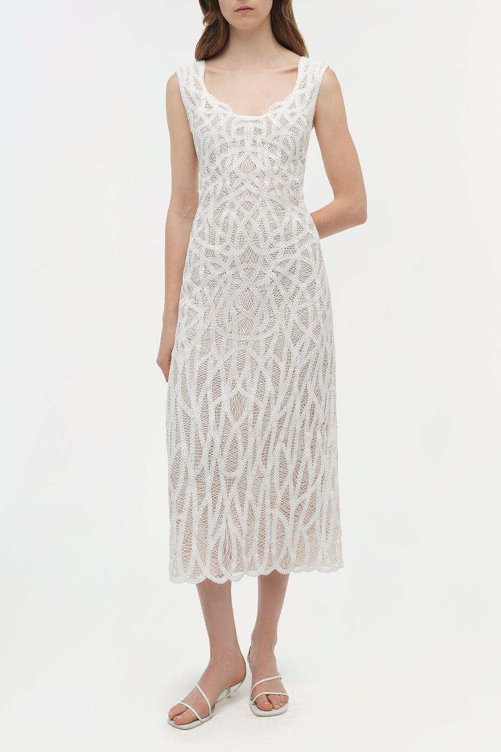 Leonora Macrame Dress-WHITE-XS-CLOTHINGDRESSCASUAL-SIMKHAI