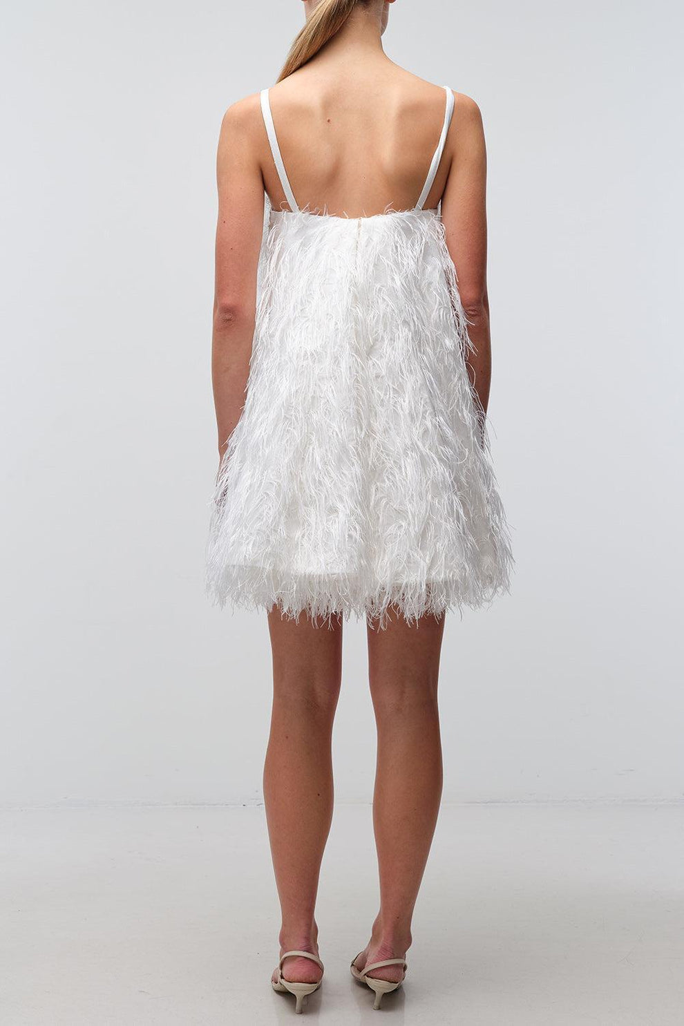 simkhai white mini dress Kalla Feather Dress, Ivory, Women's, M The sleek straight silhouette Color:6# 2025best Vintage Margarita Dress