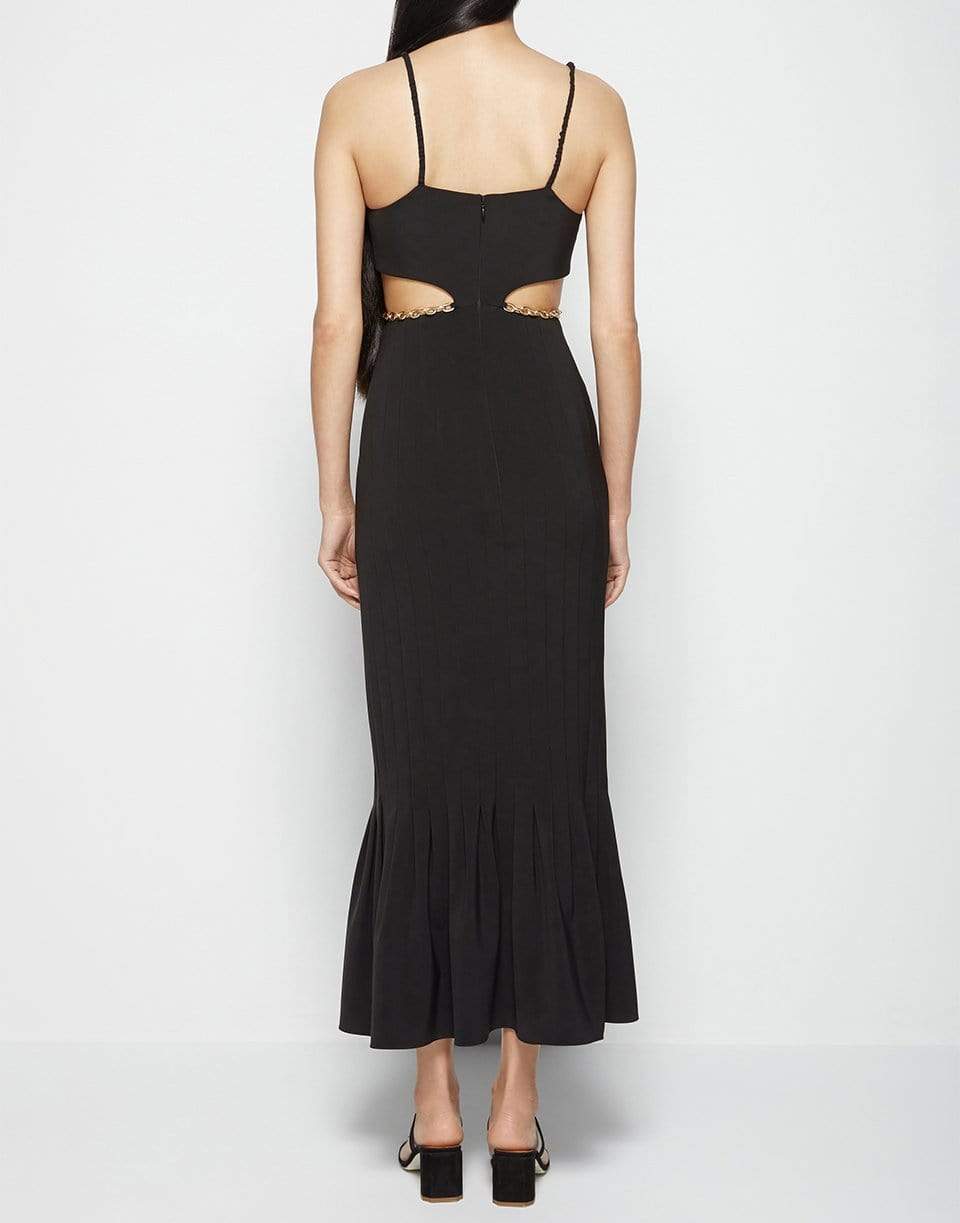 SIMKHAI-Ayla Recycled Twill Cutout Chain Midi Dress-