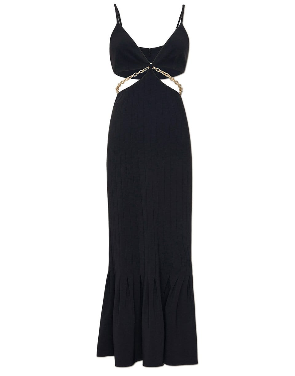 SIMKHAI-Ayla Recycled Twill Cutout Chain Midi Dress-