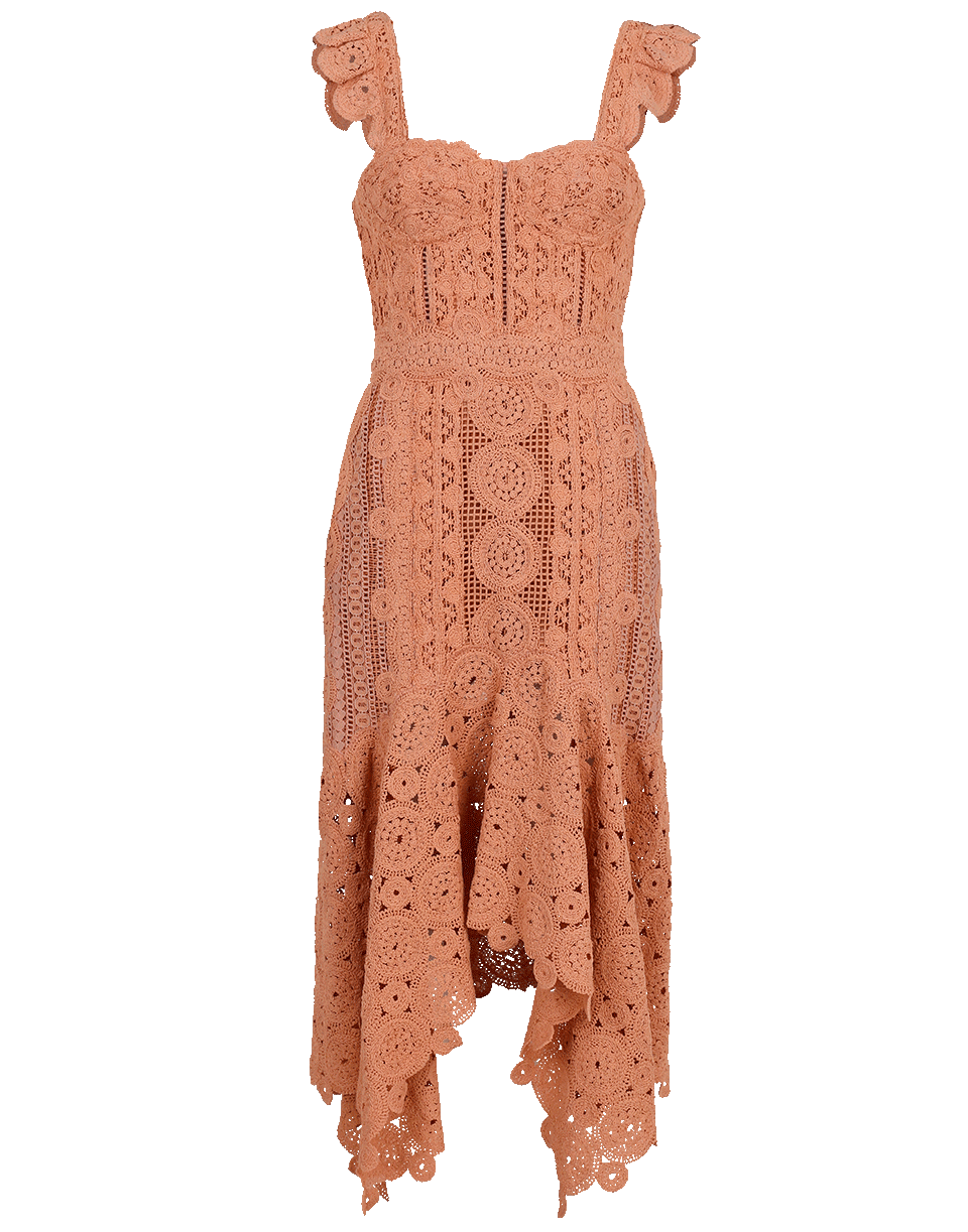 SIMKHAI-Macrame Ruffle Bustier Dress-