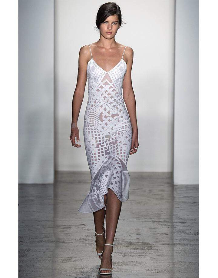 SIMKHAI-Bonded Burnout Gown-WHITE