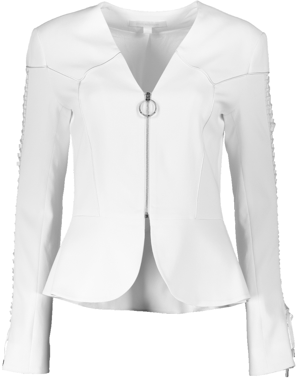 SIMKHAI-Laceup Crepe Peplum Blazer-