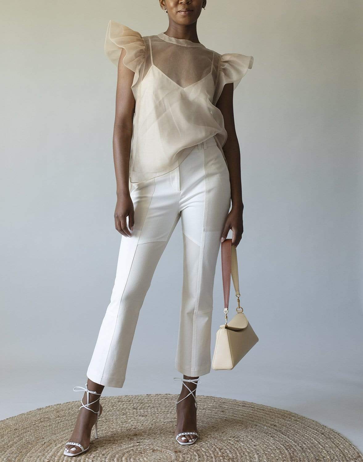 SIMKHAI-Jesslyn Cropped Twill Flare Pant-