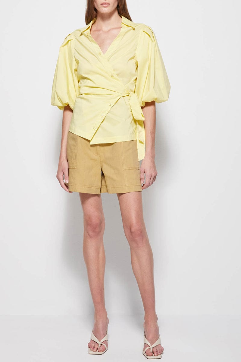SIMKHAI-Aletta Poplin Wrapped Blouse-