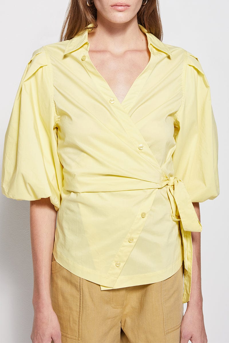 SIMKHAI-Aletta Poplin Wrapped Blouse-