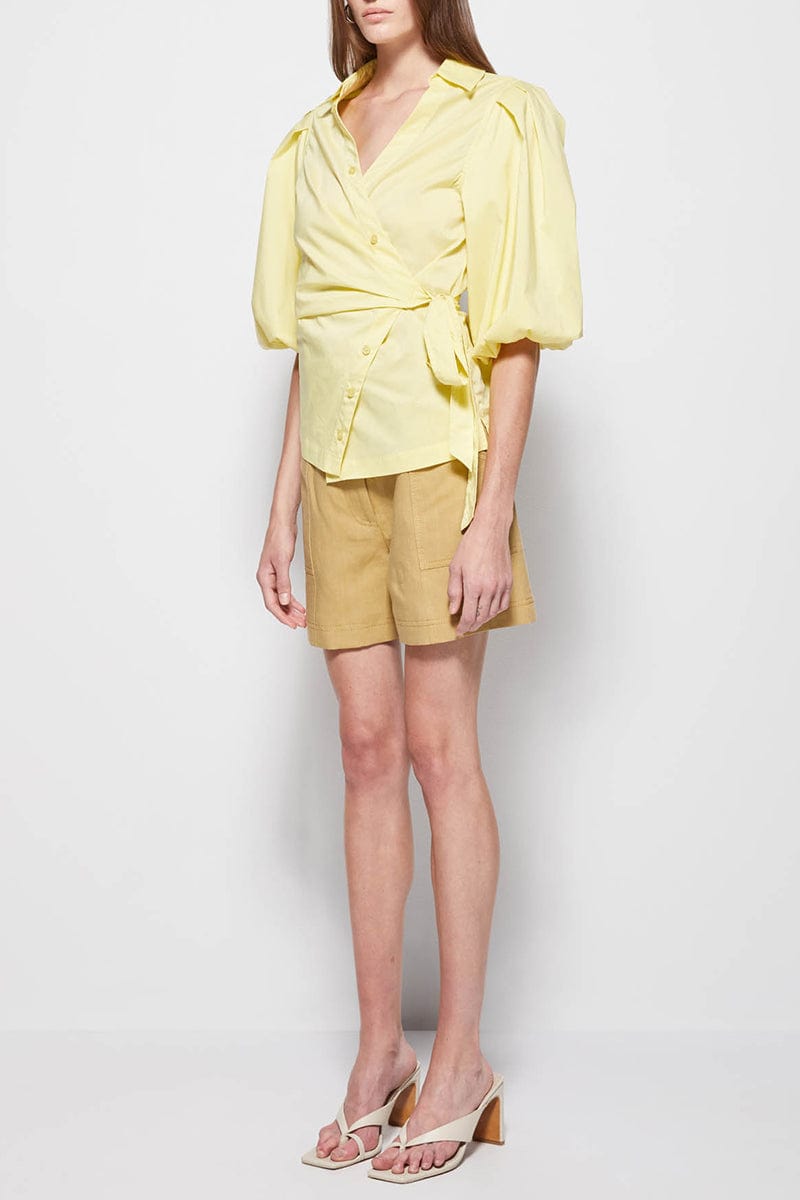 SIMKHAI-Aletta Poplin Wrapped Blouse-