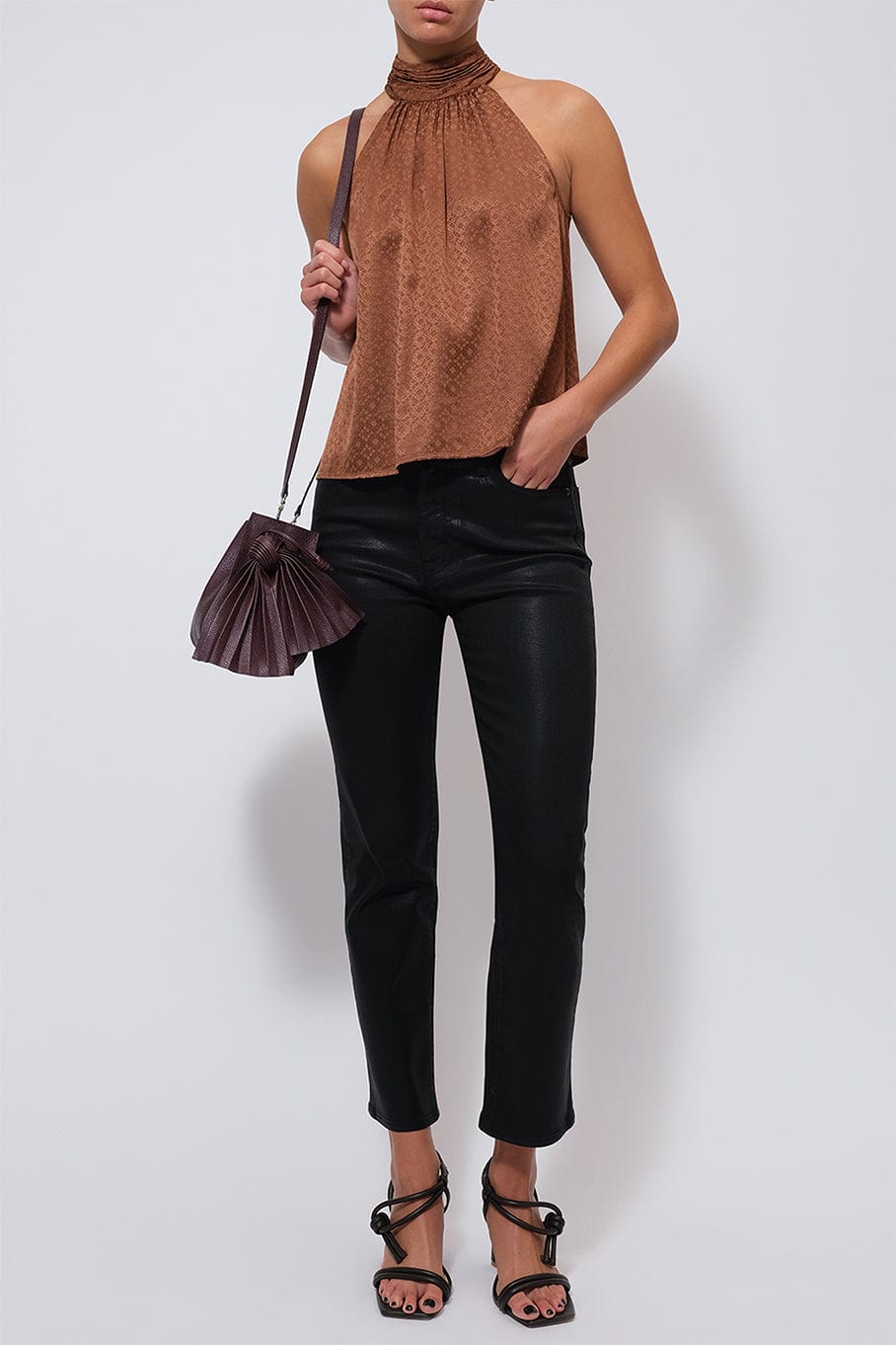 SIMKHAI-Nara Mock Neck Halter Top-