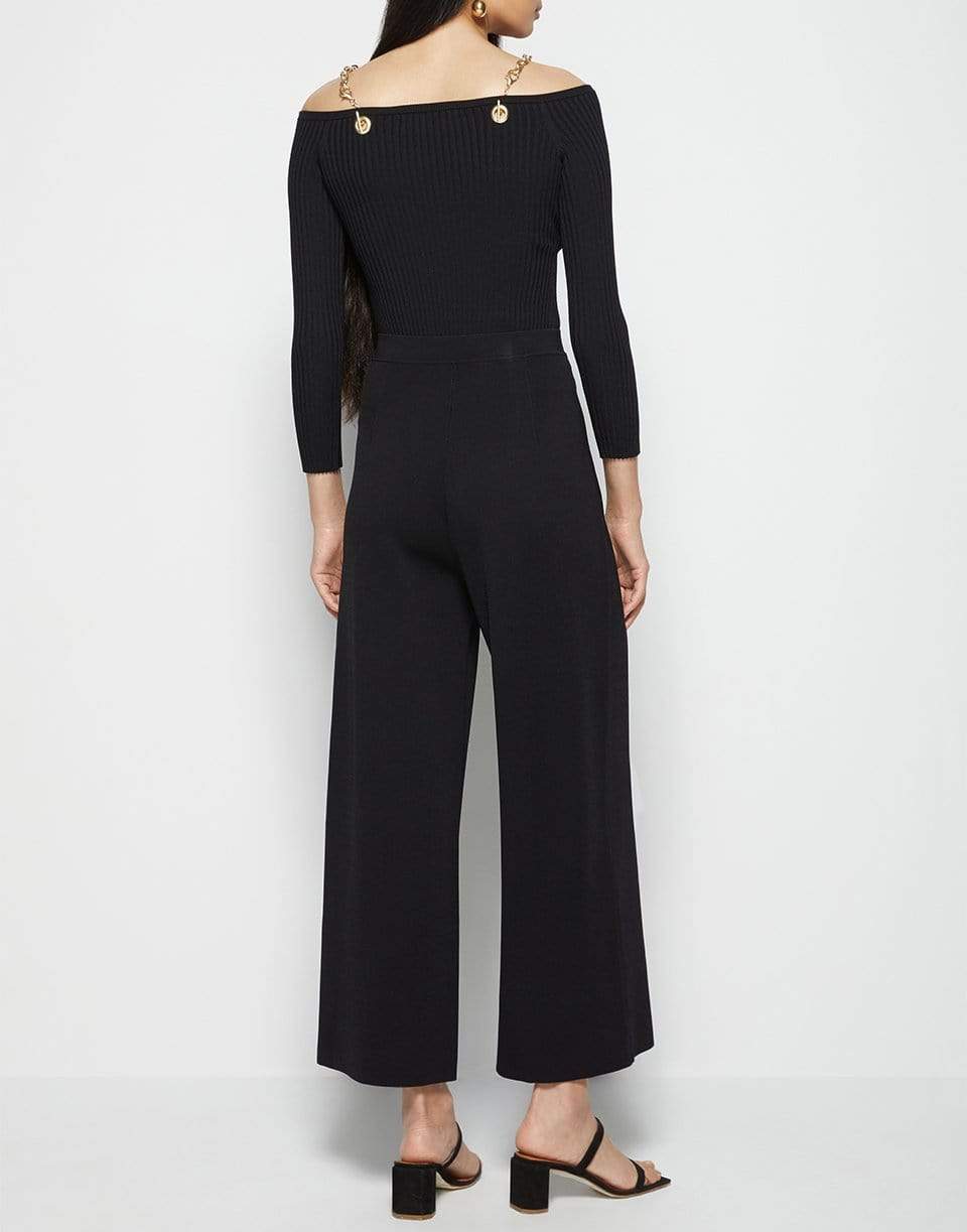 SIMKHAI-Quinn Compact Rib Long Sleeve Off Shoulder Chain Top-