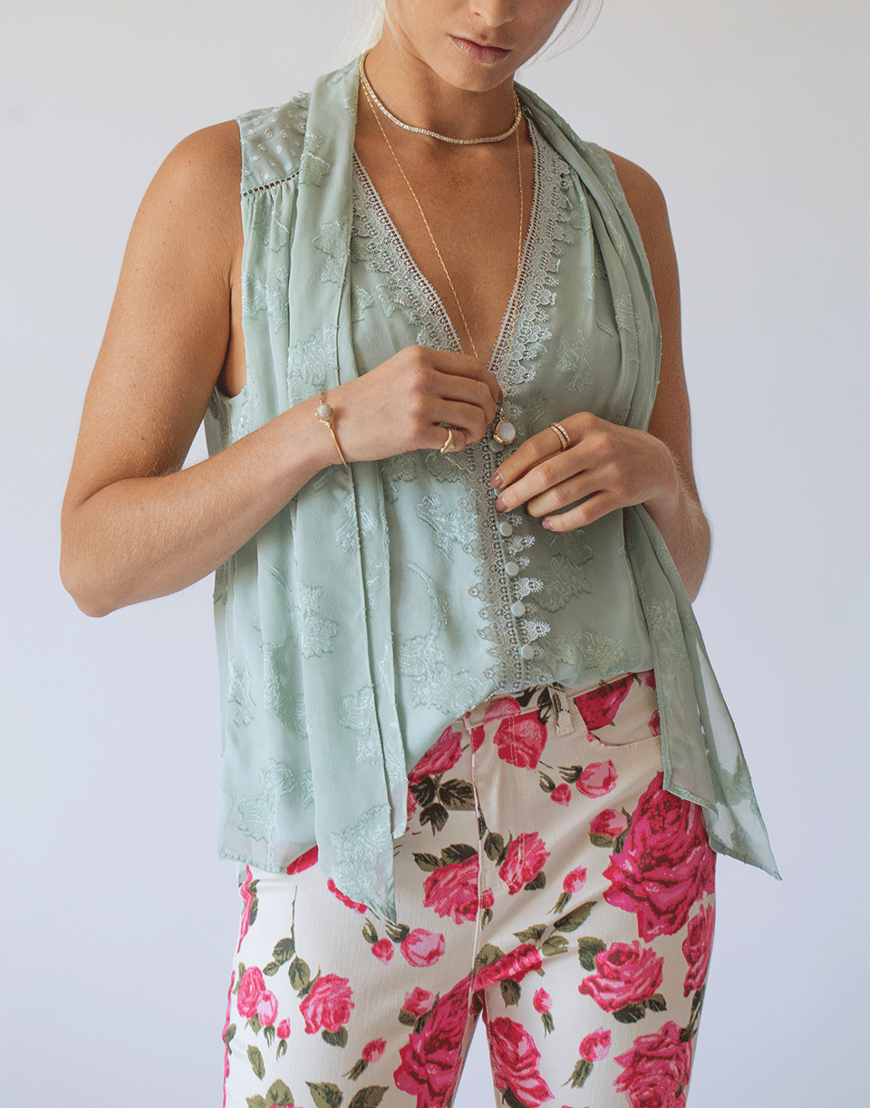 SIMKHAI-Renee Floral Jacquard Top-