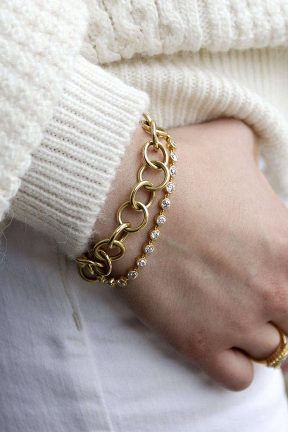 SINGLE STONE-Club Bracelet-YELLOW GOLD