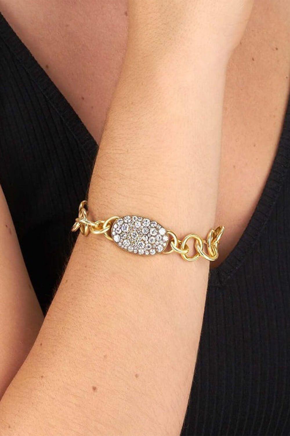 SINGLE STONE-Cobblestone Club Link Bracelet-YELLOW GOLD