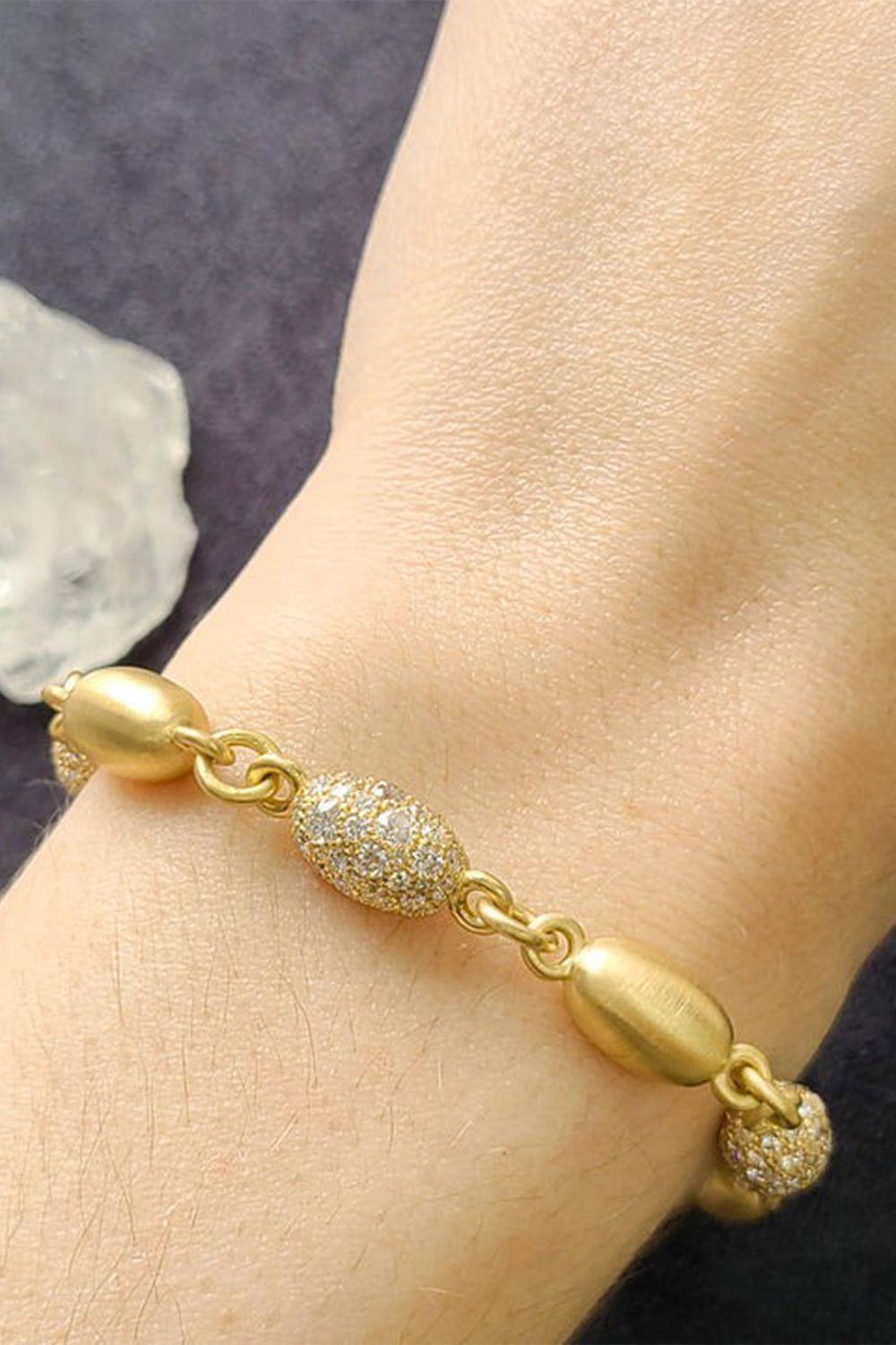 SINGLE STONE-Dorothy Luxe Cobblestone Bracelet-YELLOW GOLD