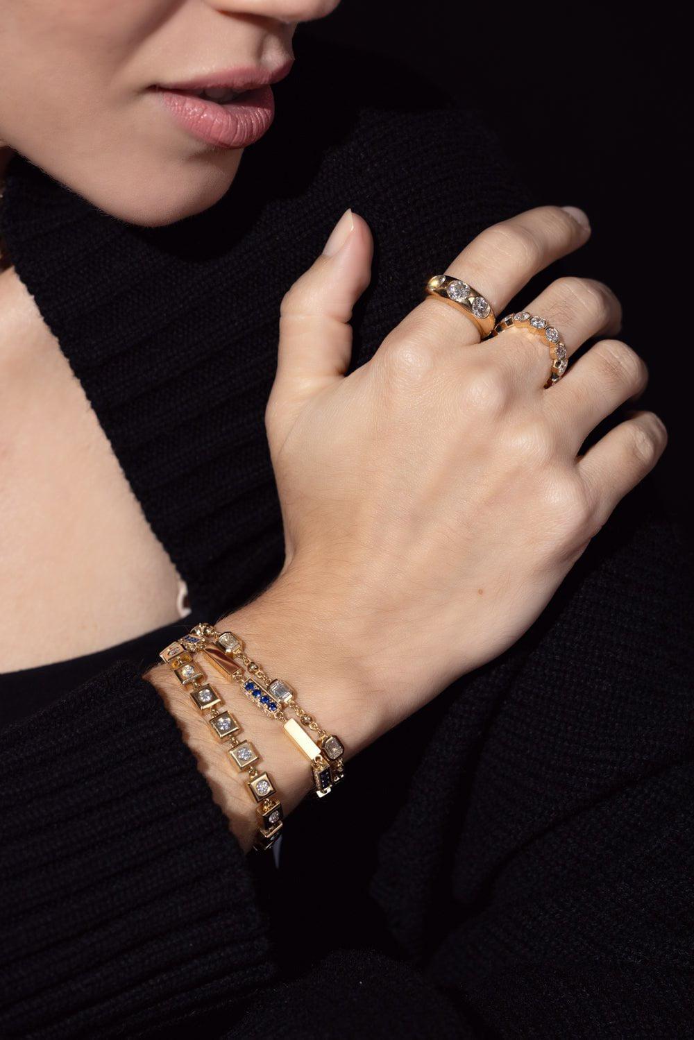 SINGLE STONE-Giana Blue Sapphire Bracelet-YELLOW GOLD